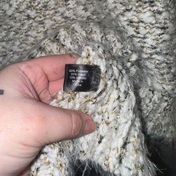 Lane Bryant Plus Size 22 Beige Metallic Knit Pullover Sweater - Picture 3 of 6